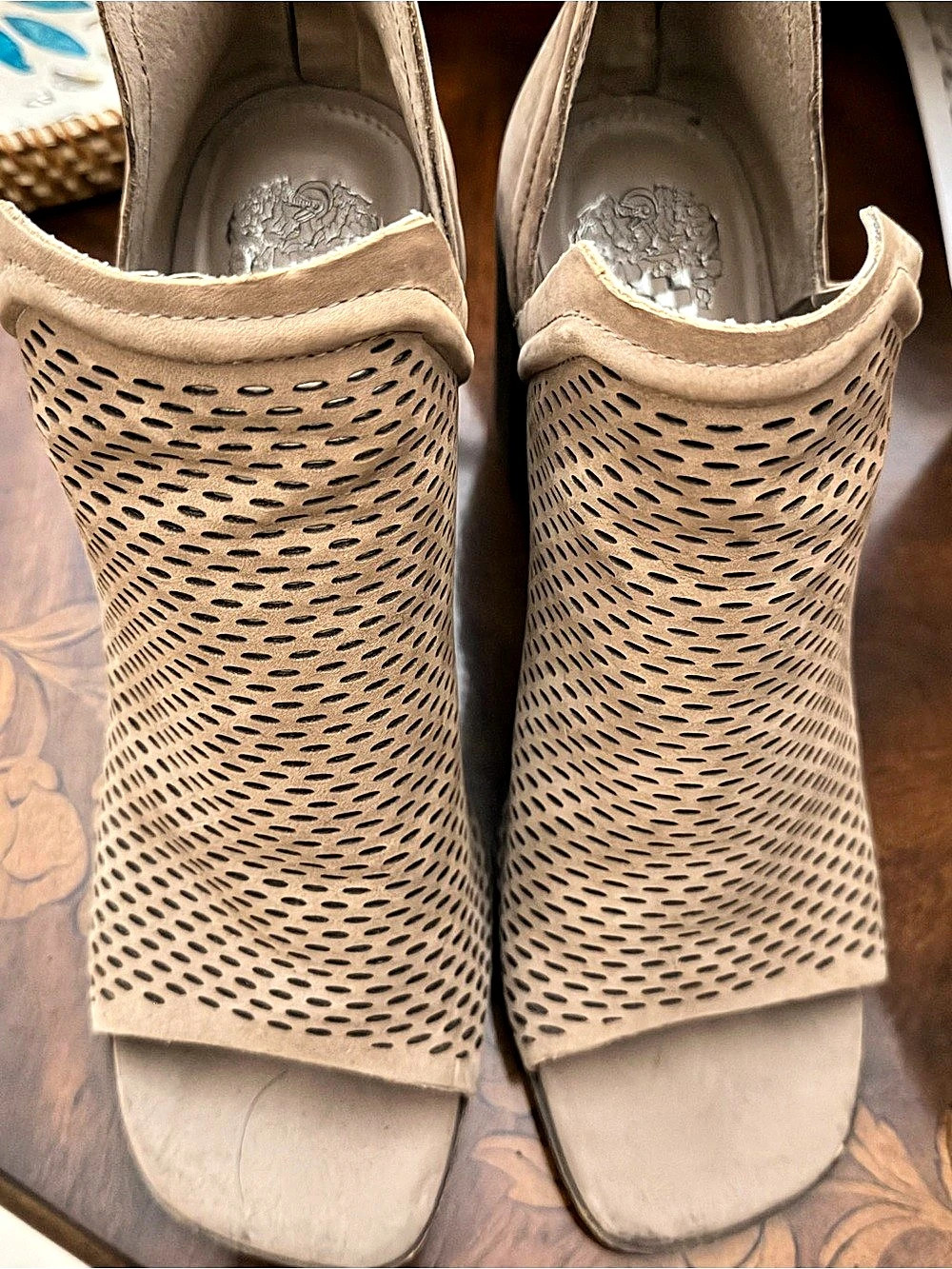 Vincent camuto Perforated Heeled Booties in Brown